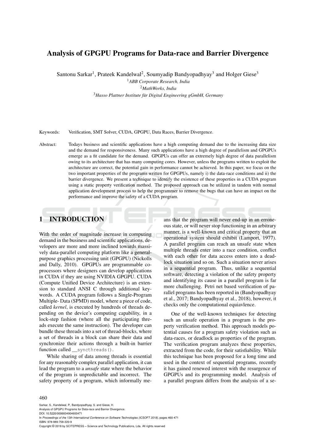 Analysis of GPGPU Programs for Data-Race and Barrier Divergence