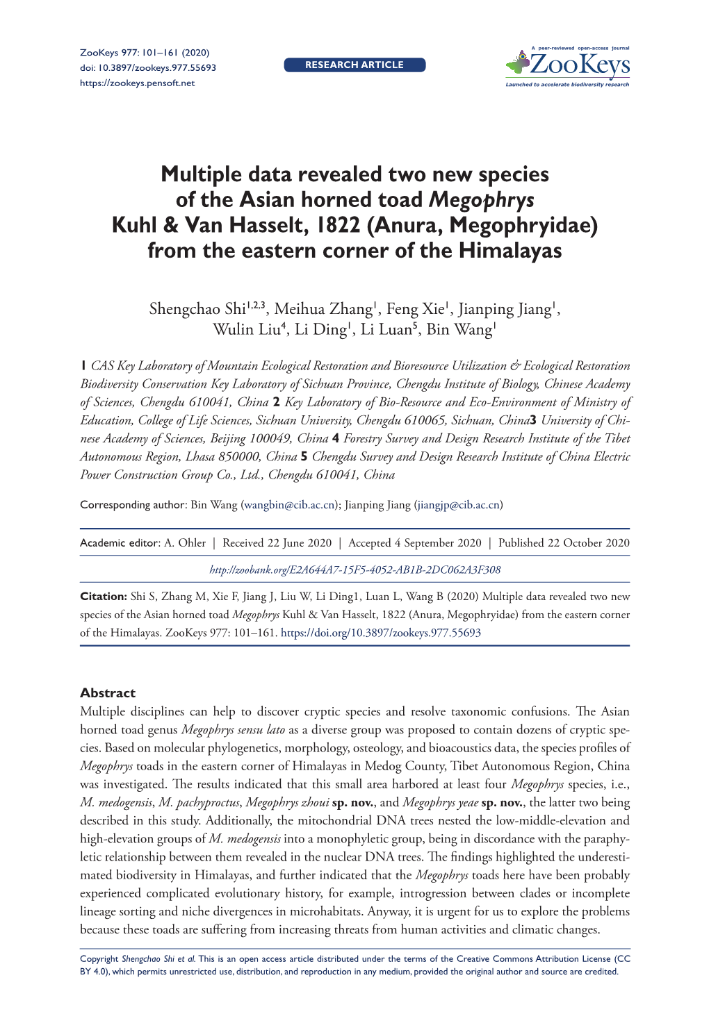 ﻿Multiple Data Revealed Two New Species of the Asian Horned Toad