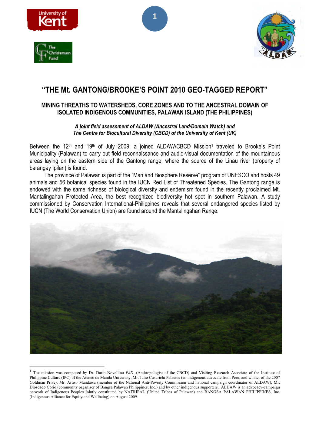 Report on Gantong/Brooke's Point