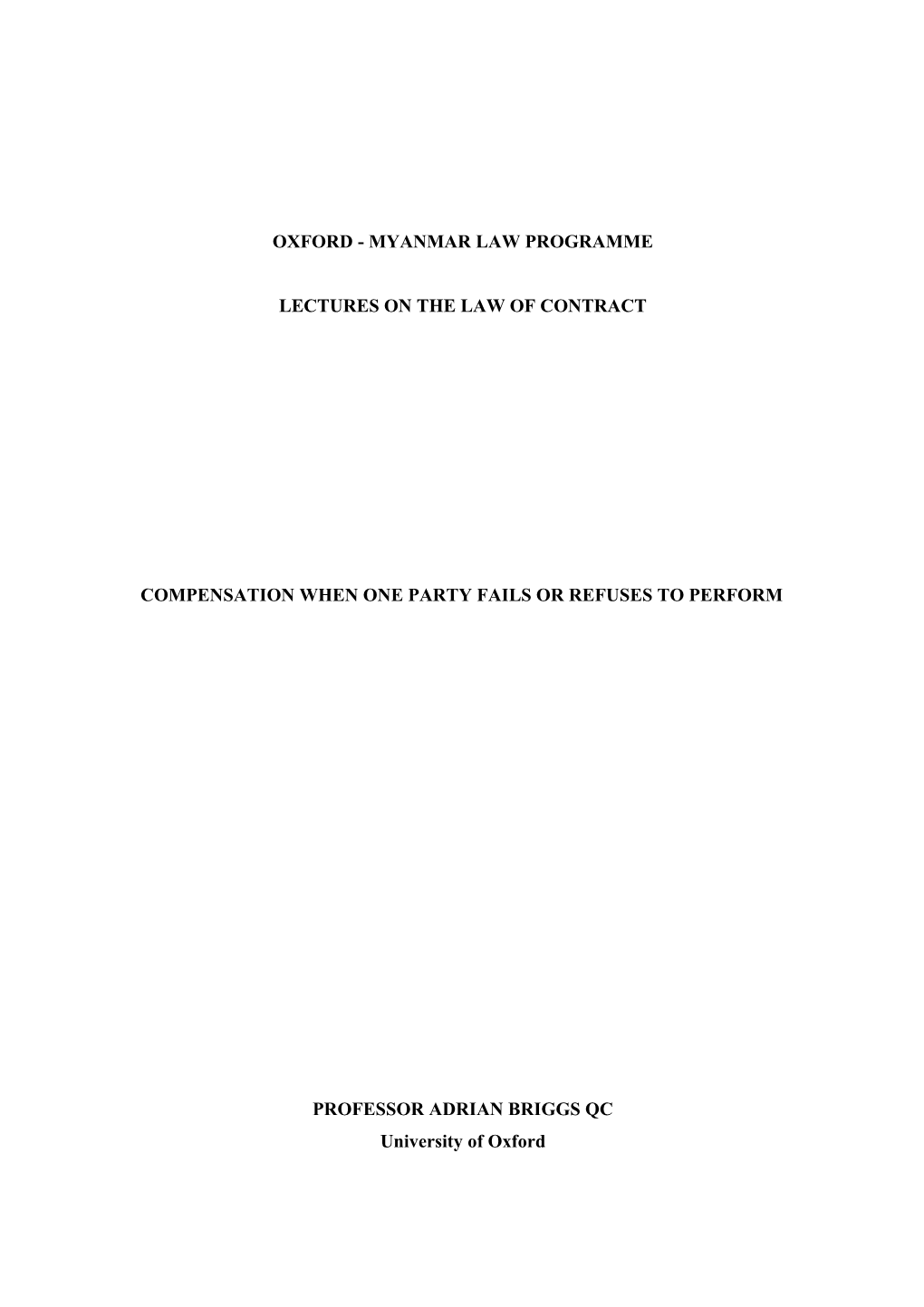 Compensation When One Party Fails Or Refuses to Perform