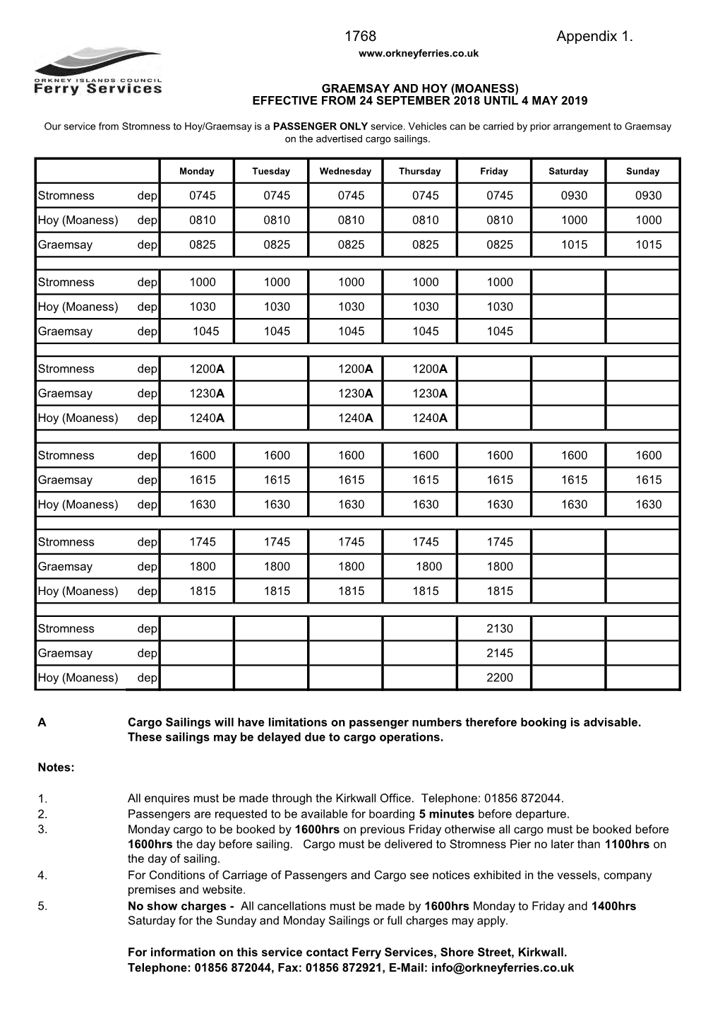 Ferry Timetables