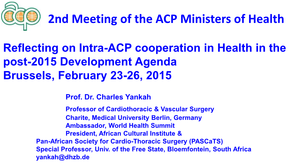 2Nd Meeting of the ACP Ministers of Health