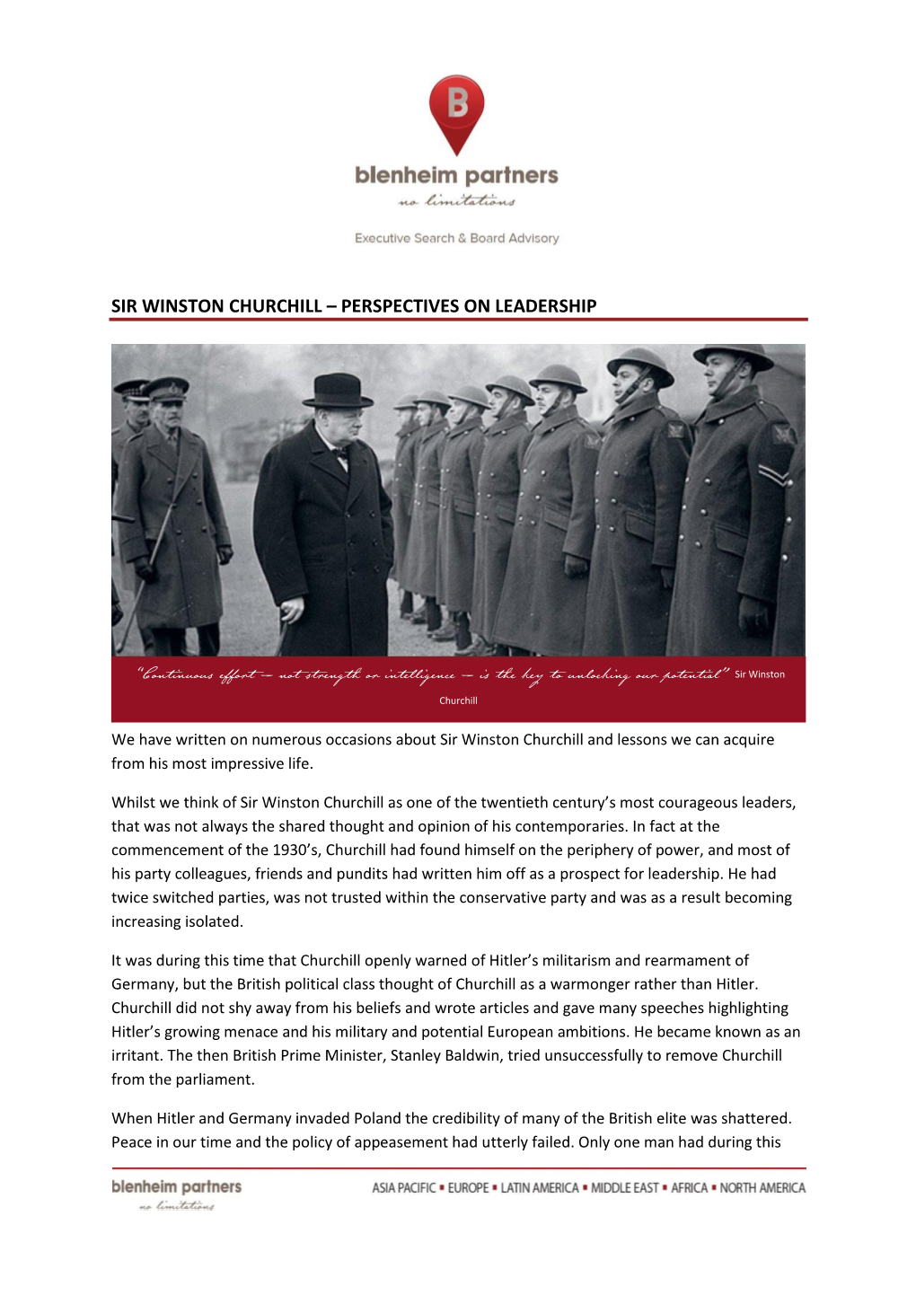 Sir Winston Churchill – Perspectives on Leadership