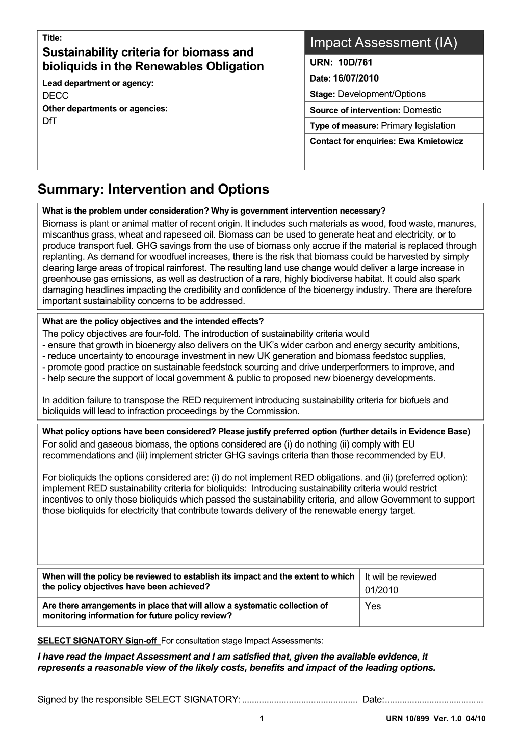 Impact Assessment