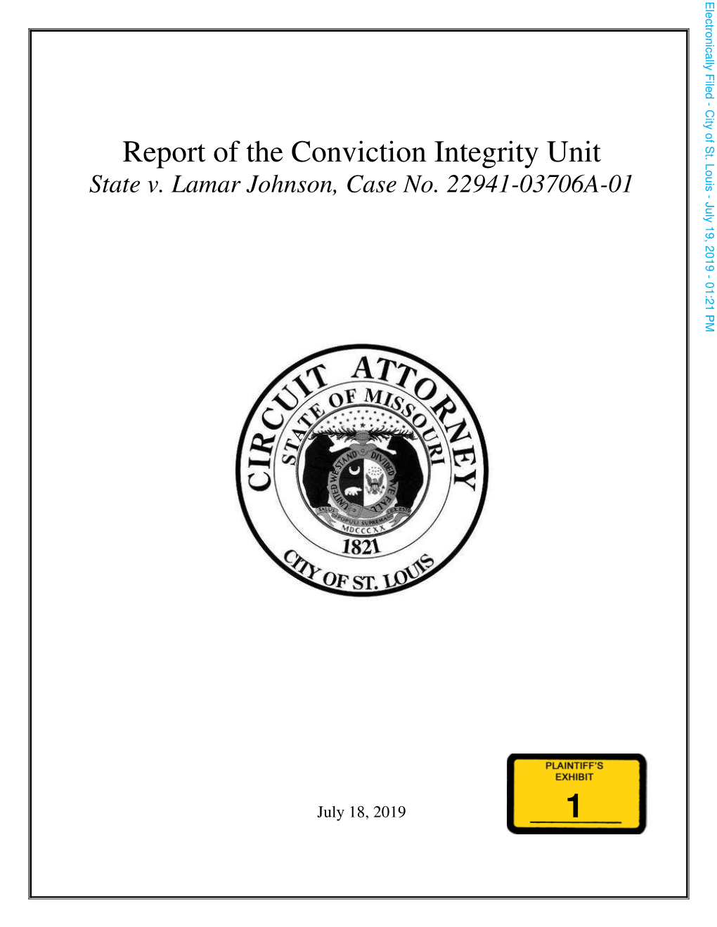 Report of the Conviction Integrity Unit State V