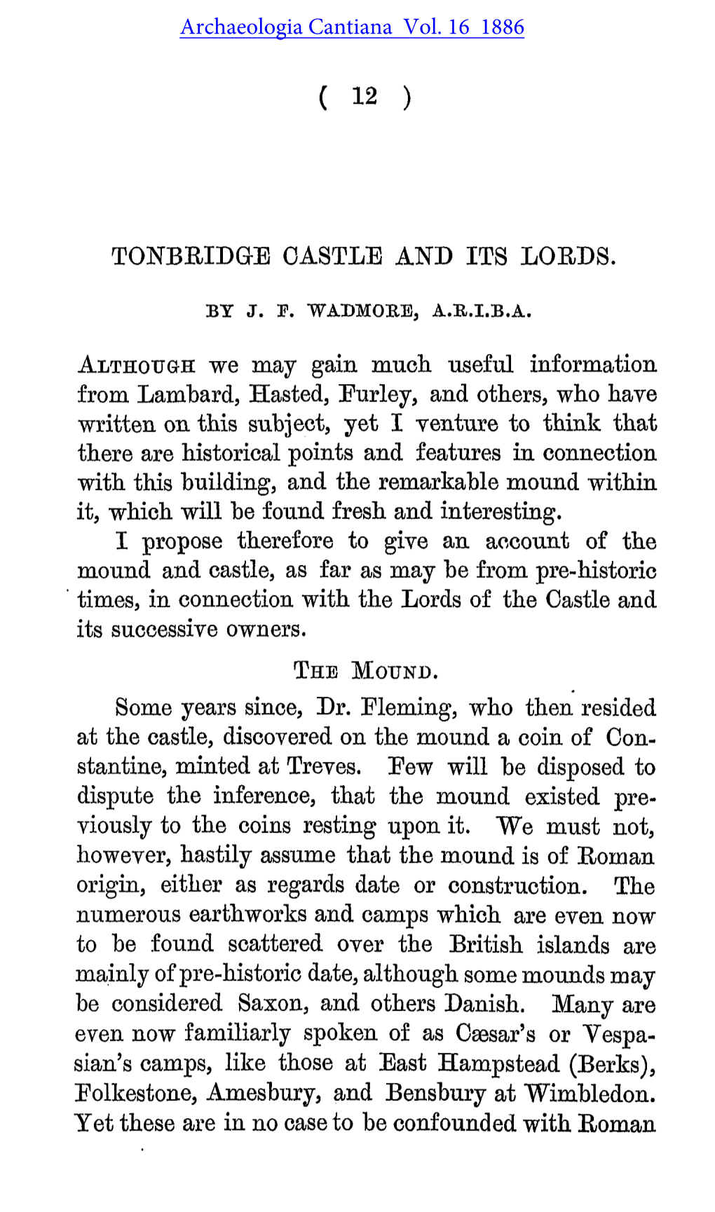 Tonbridge Castle and Its Lords