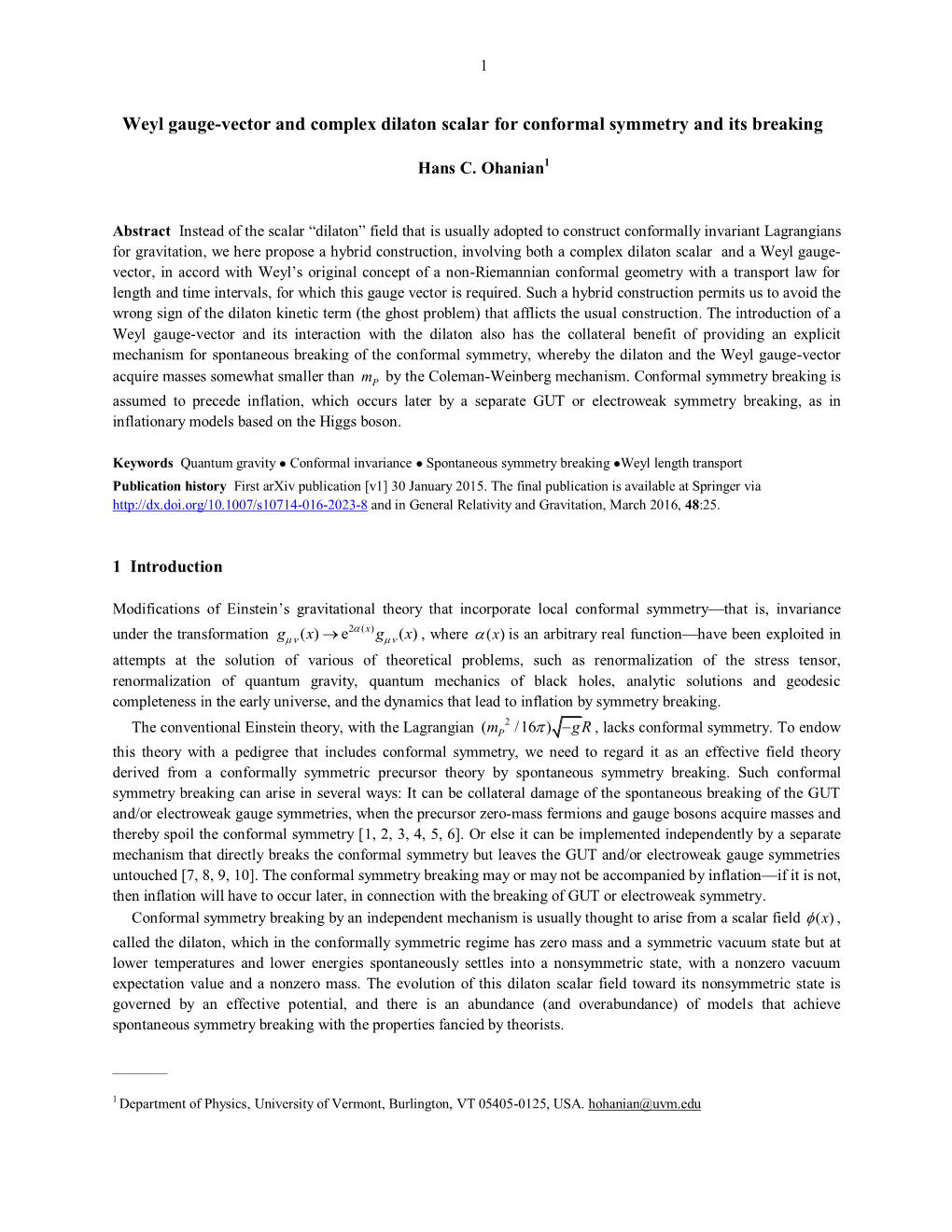 Weyl Gauge-Vector and Complex Dilaton Scalar for Conformal Symmetry and Its Breaking