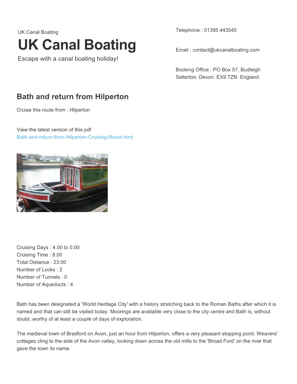 Bath and Return from Hilperton | UK Canal Boating