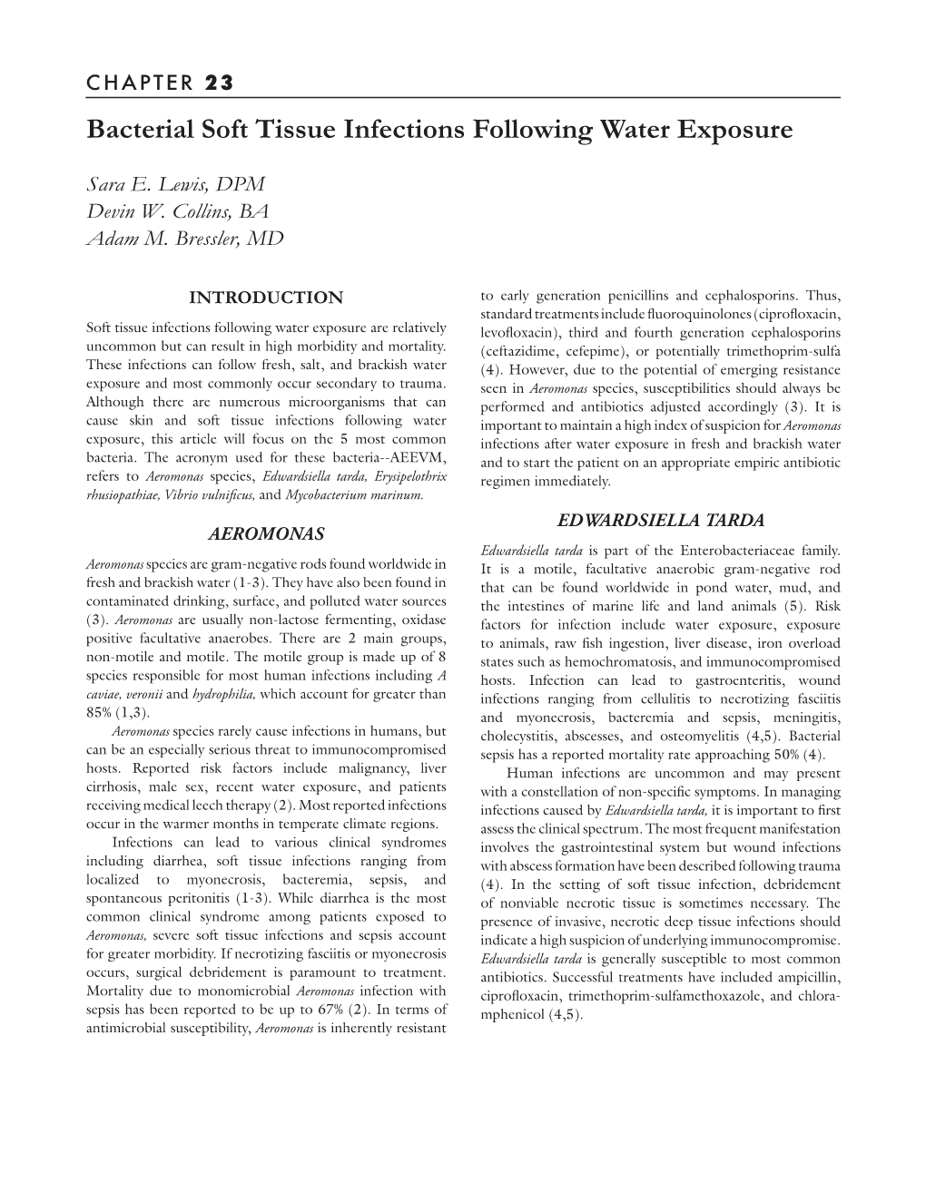 Bacterial Soft Tissue Infections Following Water Exposure