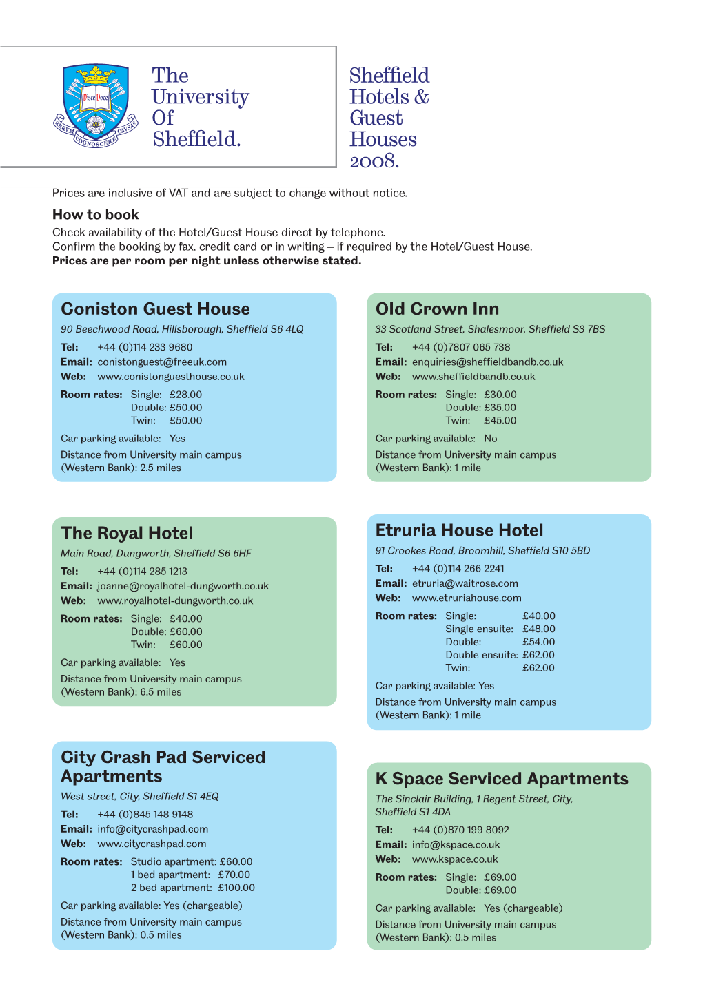 List of Hotels in Sheffield