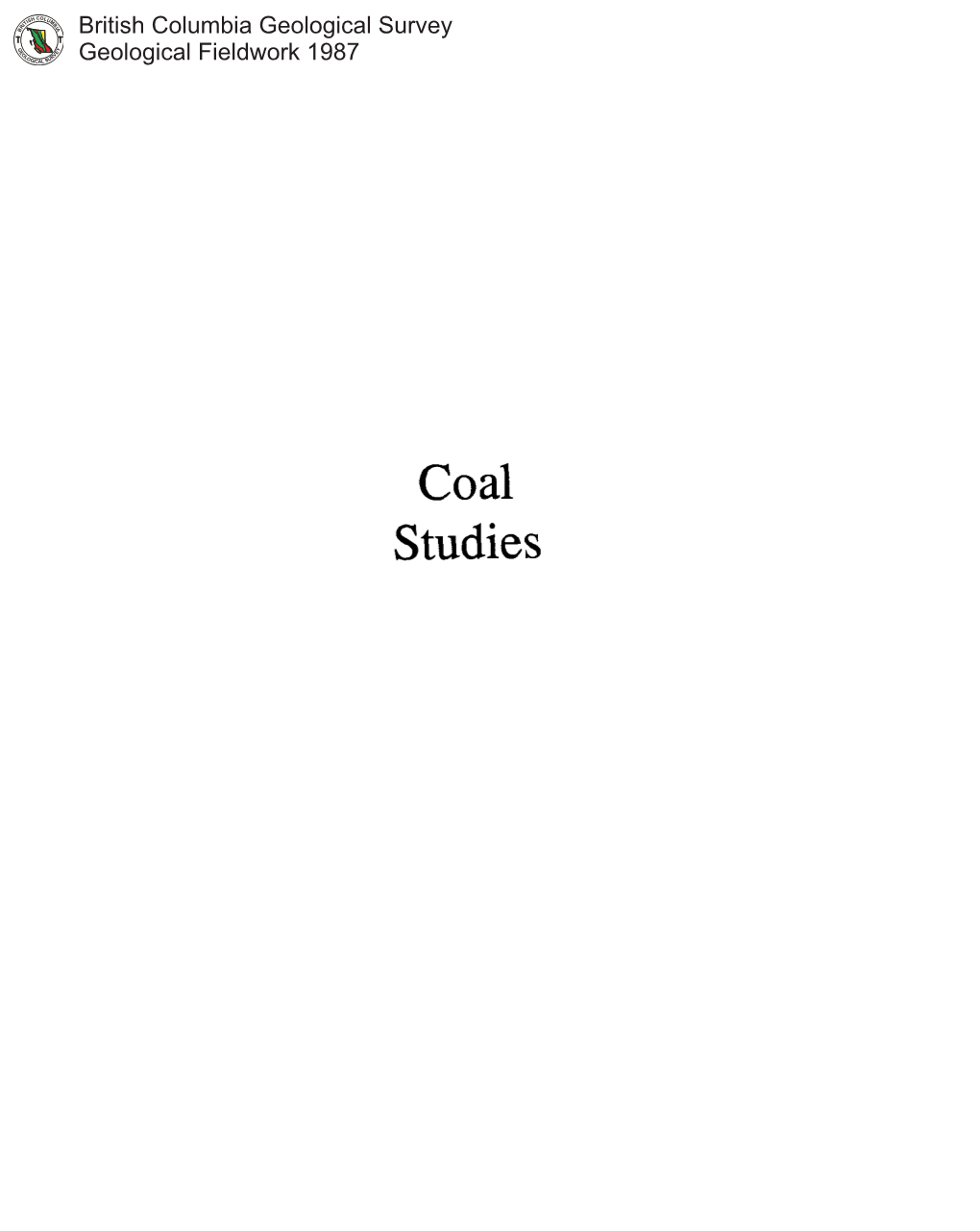 Coal Studies ELK VALLEY COALFIELD, NORTH HALF (825102, 07, 10, 11) by R