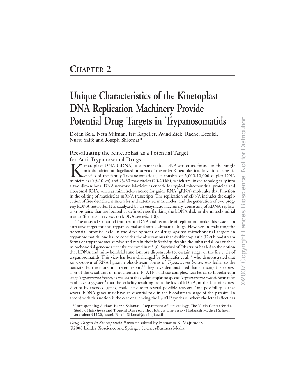 Unique Characteristics of the Kinetoplast DNA Replication