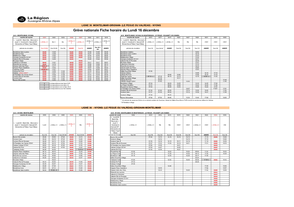 Grève Nationale Fiche Horaire Du Lundi 16 Décembre