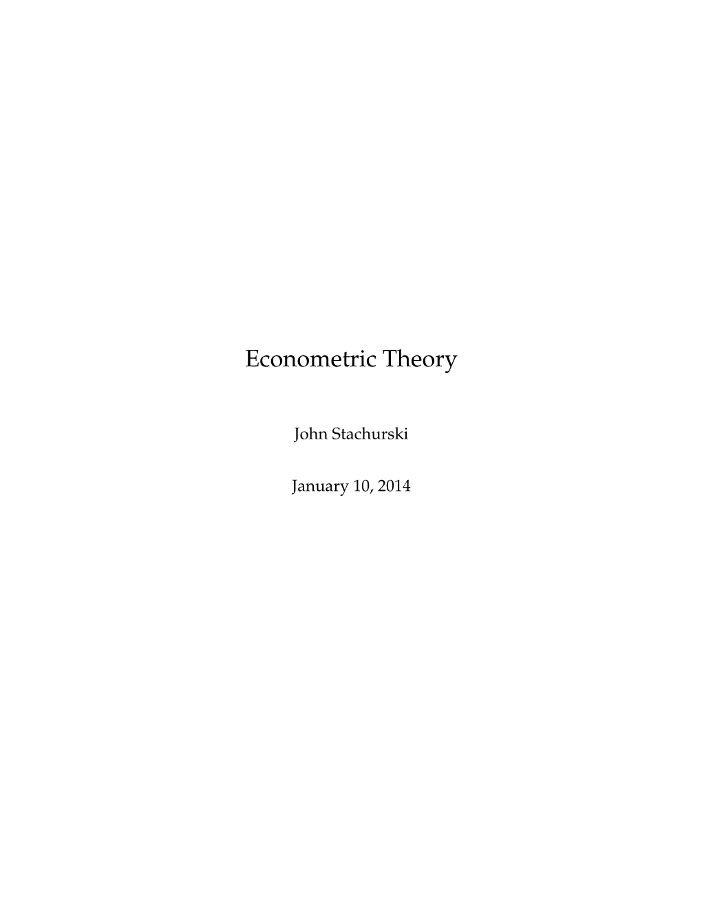 Econometric Theory