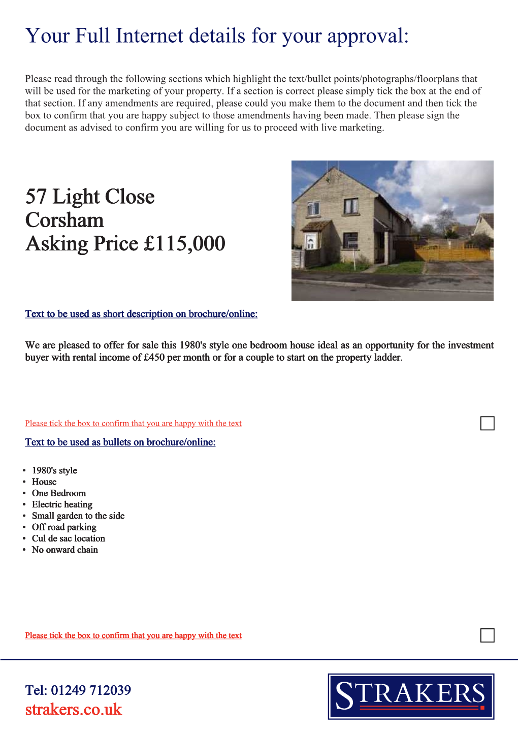 57 Light Close Corsham Asking Price £115,000 Your Full Internet