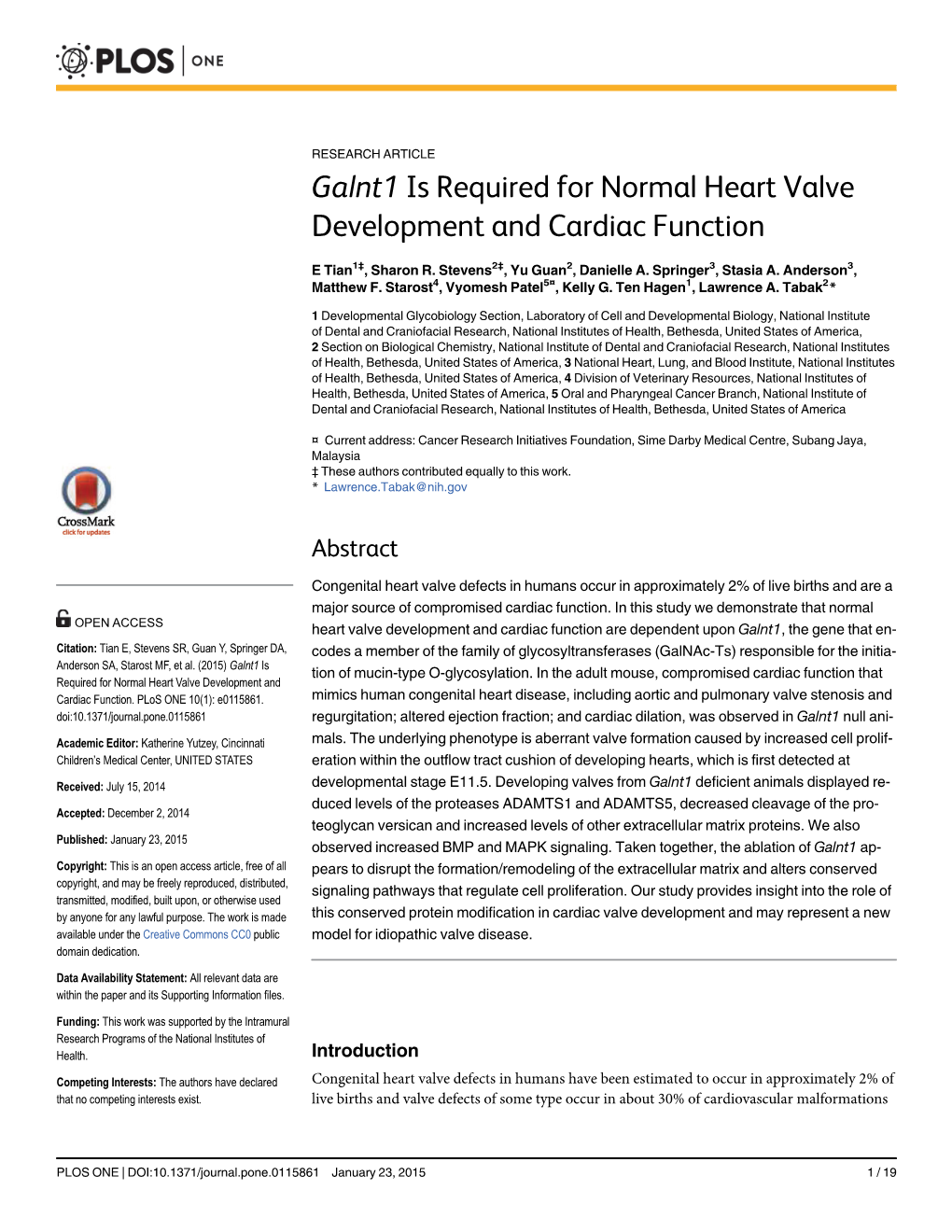 Galnt1 Is Required for Normal Heart Valve Development and Cardiac Function