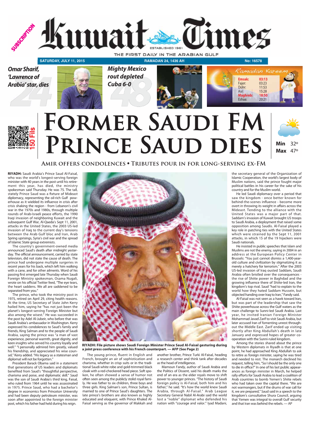 Former Saudi FM Prince Saud Dies