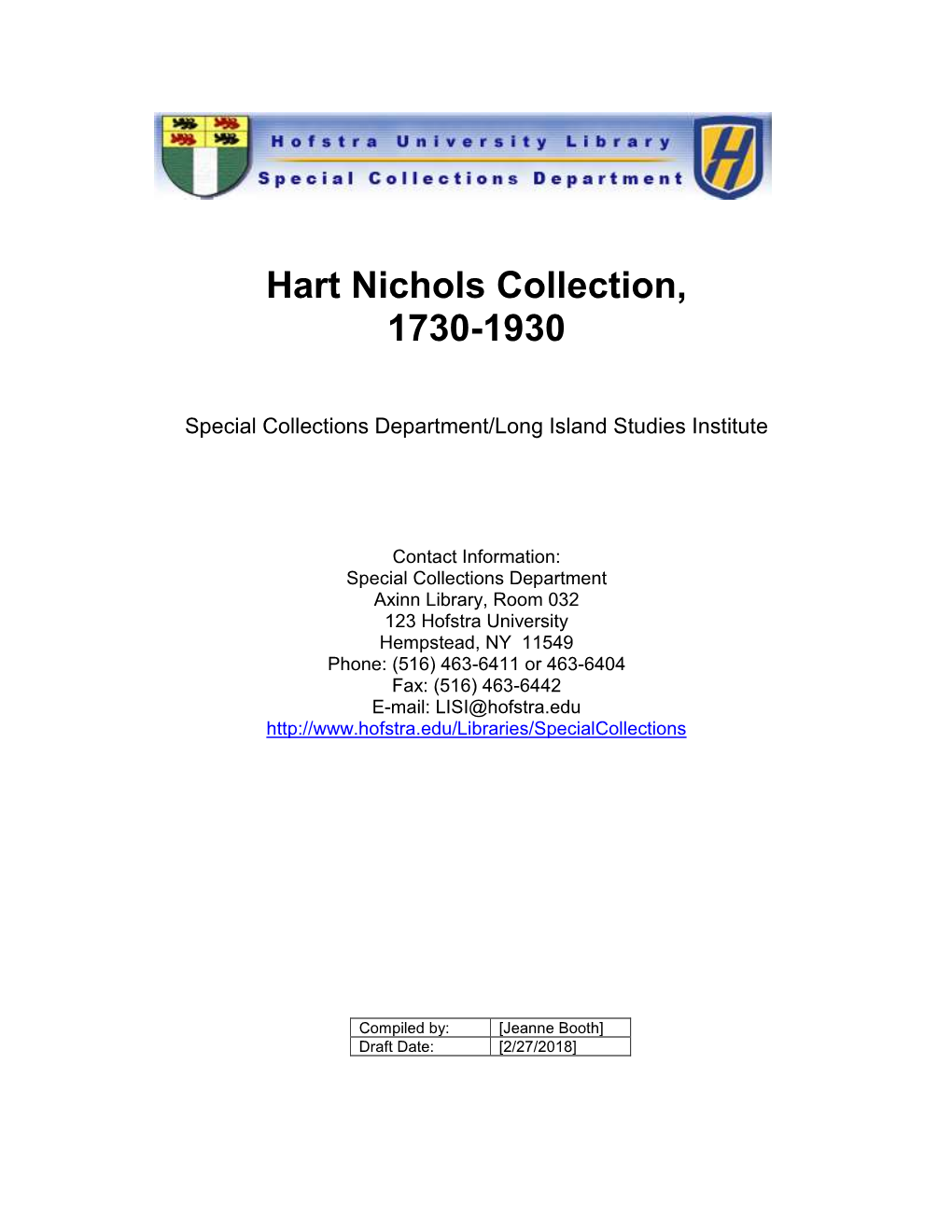 Hart Nichols Collection, 1730-1930