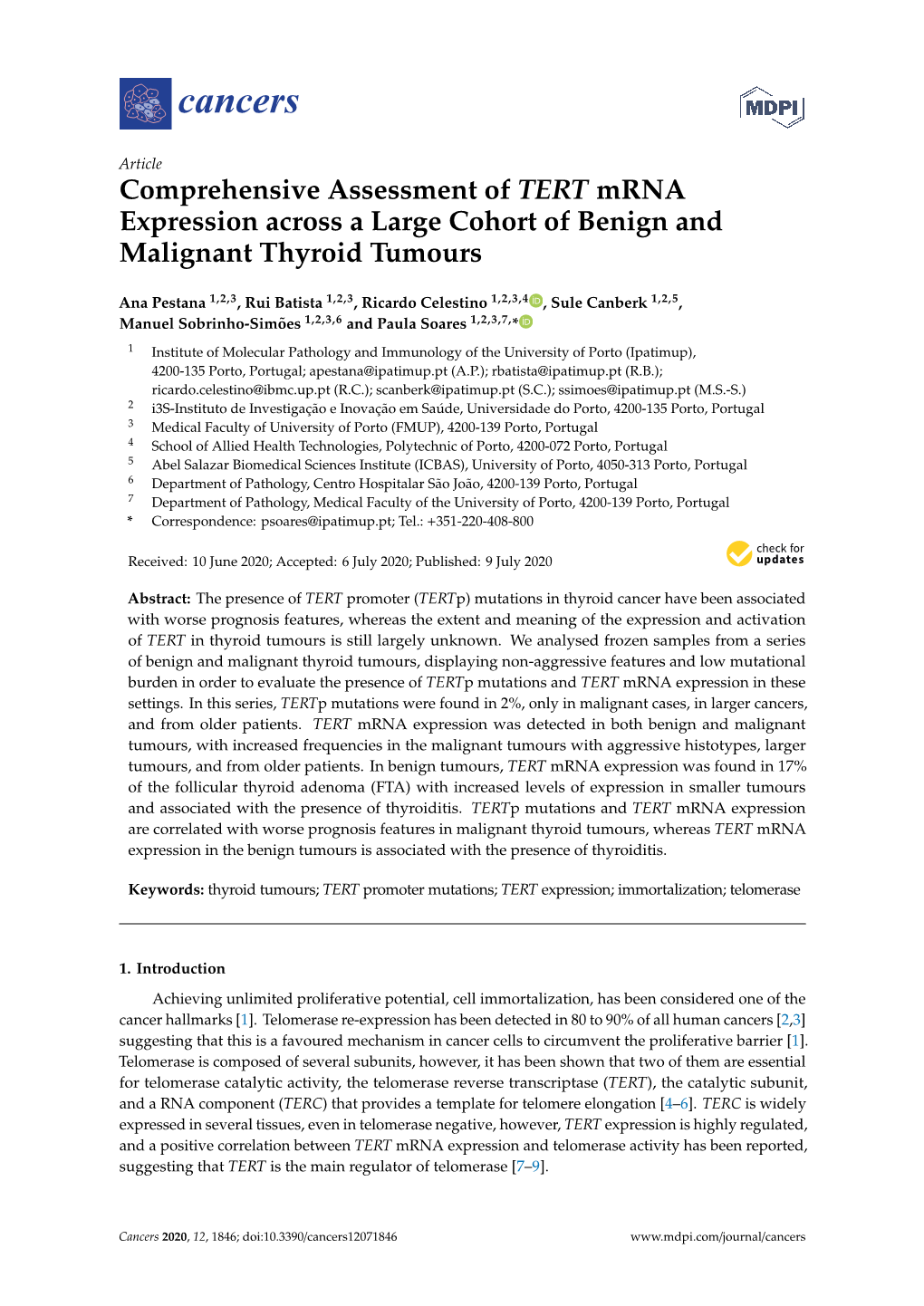 Comprehensive Assessment of TERT Mrna Expression Across a Large Cohort of Benign and Malignant Thyroid Tumours