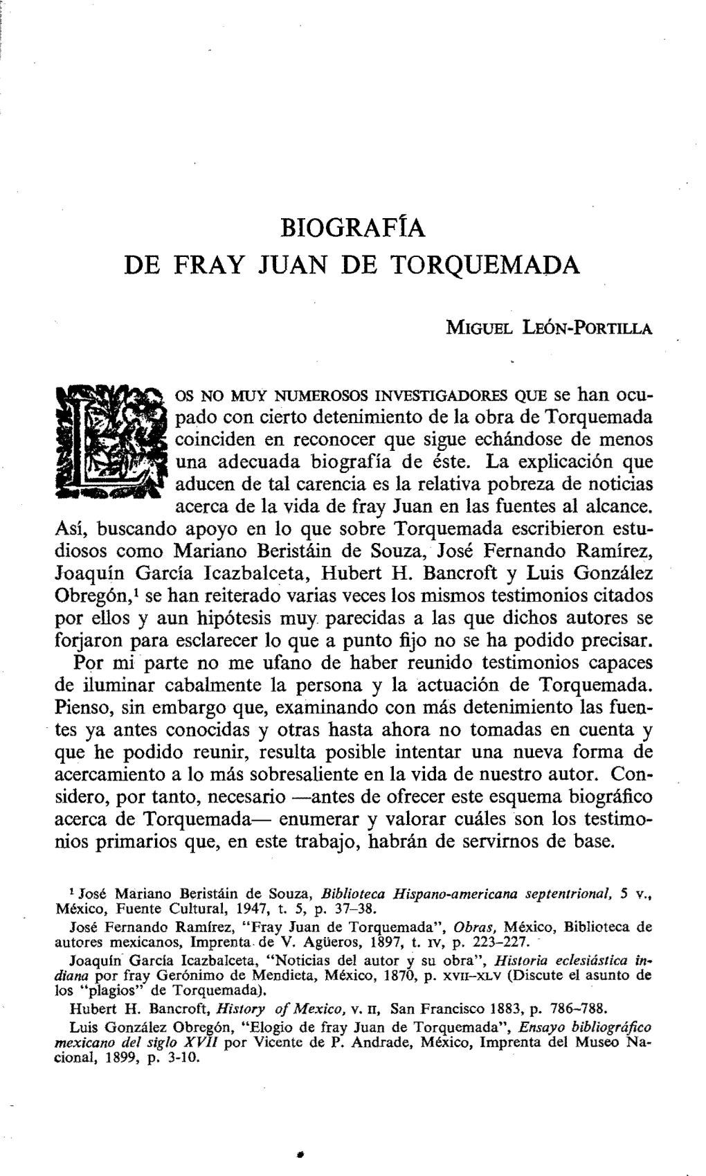 Biografía De Fray Juan De Torquemada
