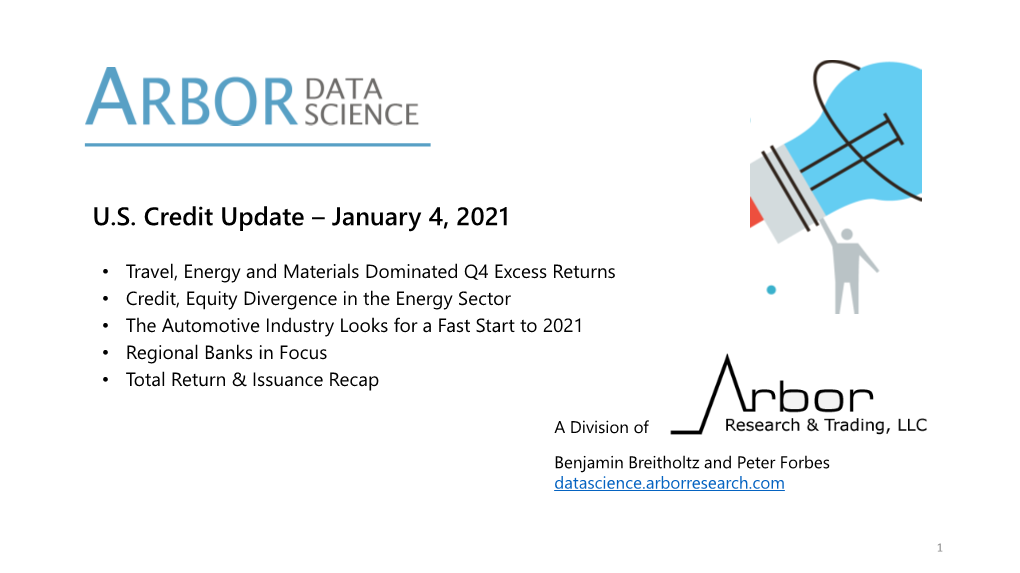 U.S. Credit Update – January 4, 2021