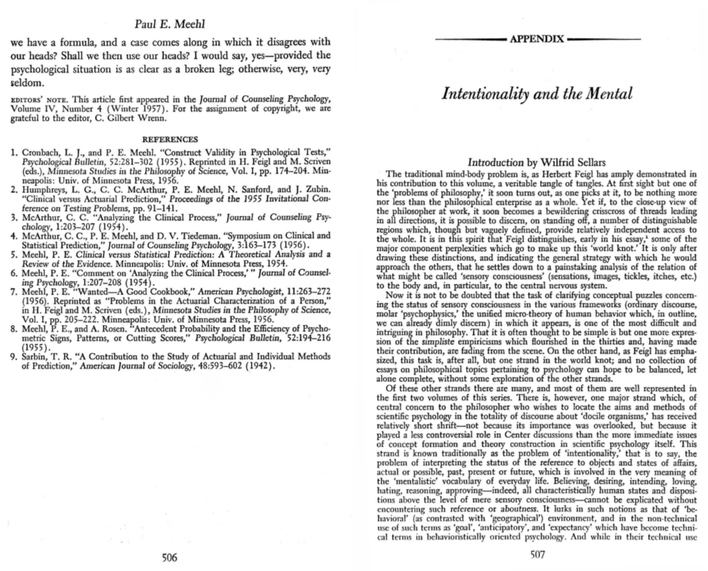 Intentionality and the Mental Volume IV, Number 4 (Winter 1957)