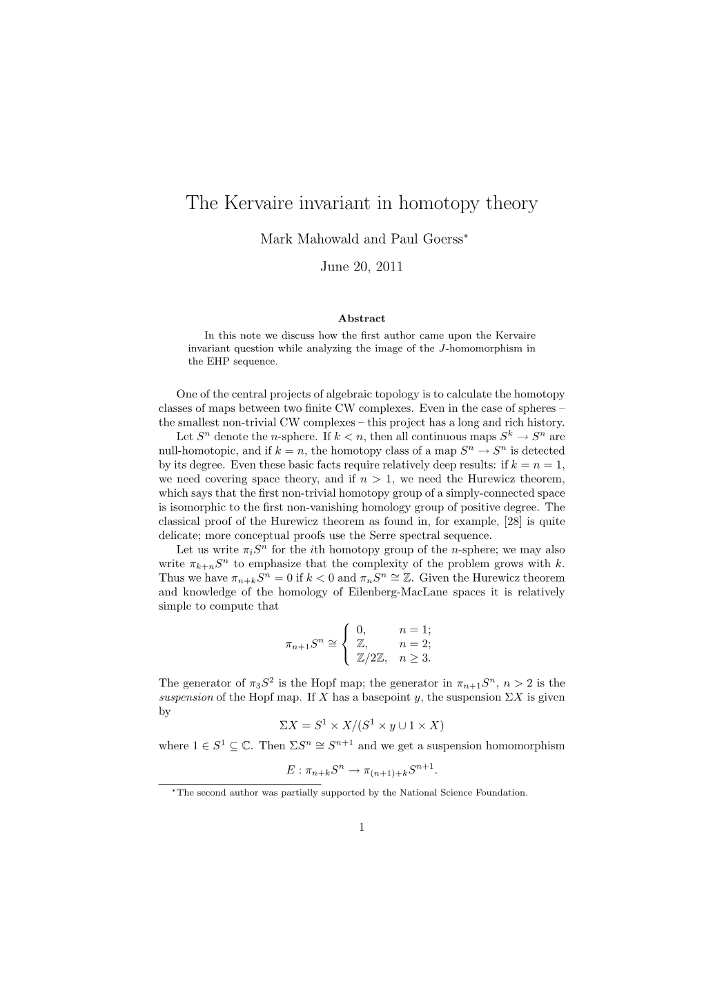 The Kervaire Invariant in Homotopy Theory