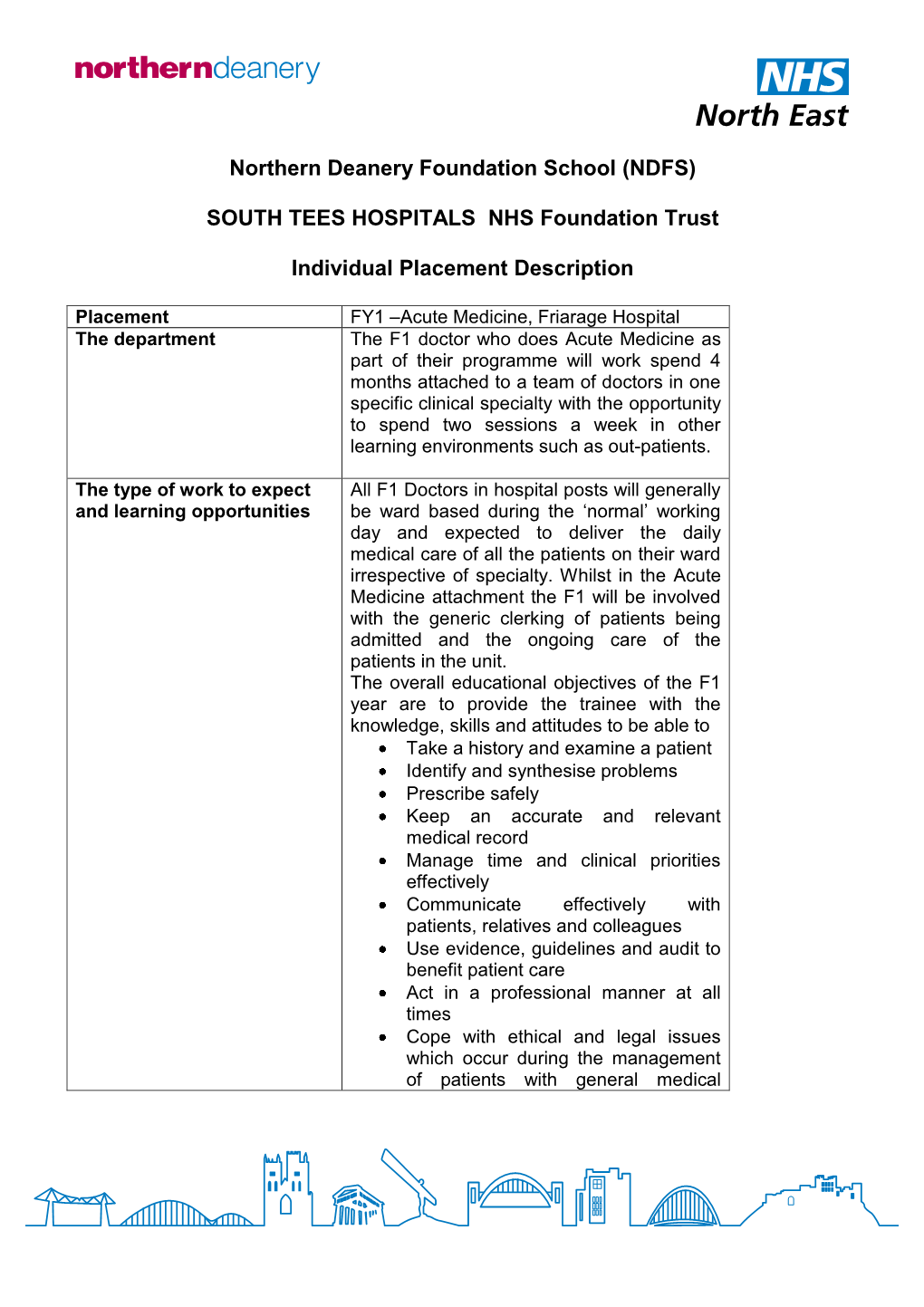 Northern Deanery Foundation School (NDFS) SOUTH TEES