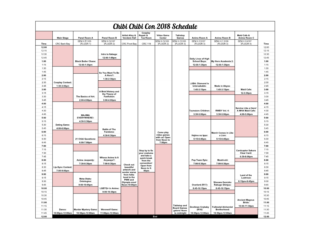 Chibi Chibi Con 2018 Schedule