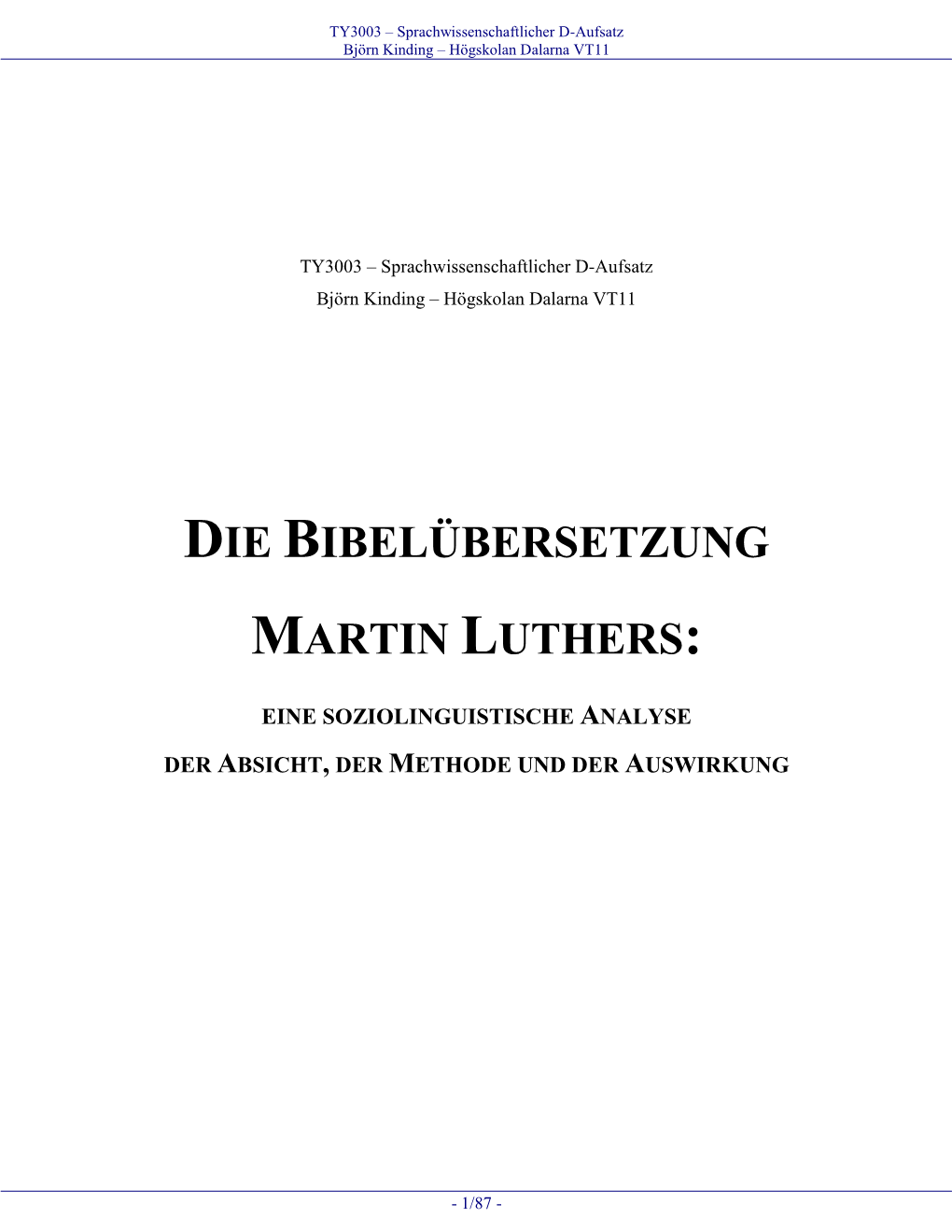 Die Bibelübersetzung Martin Luthers