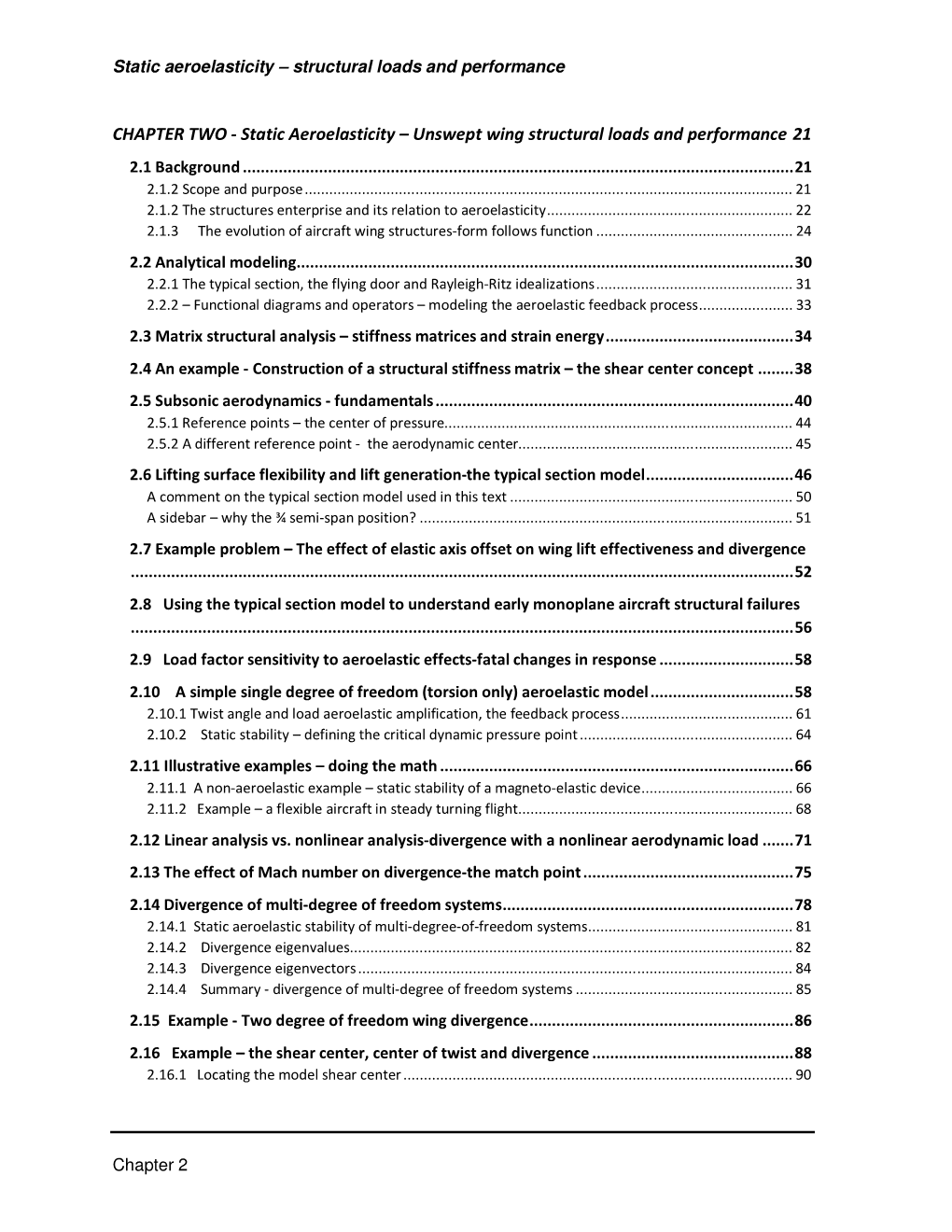 CHAPTER TWO - Static Aeroelasticity – Unswept Wing Structural Loads and Performance 21 2.1 Background