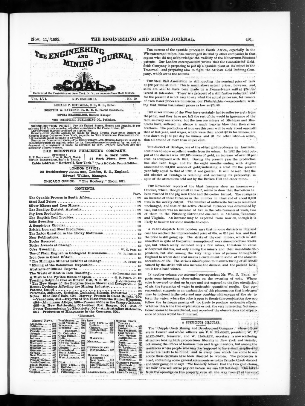 The Engineering and Mining Journal 1893-11-11