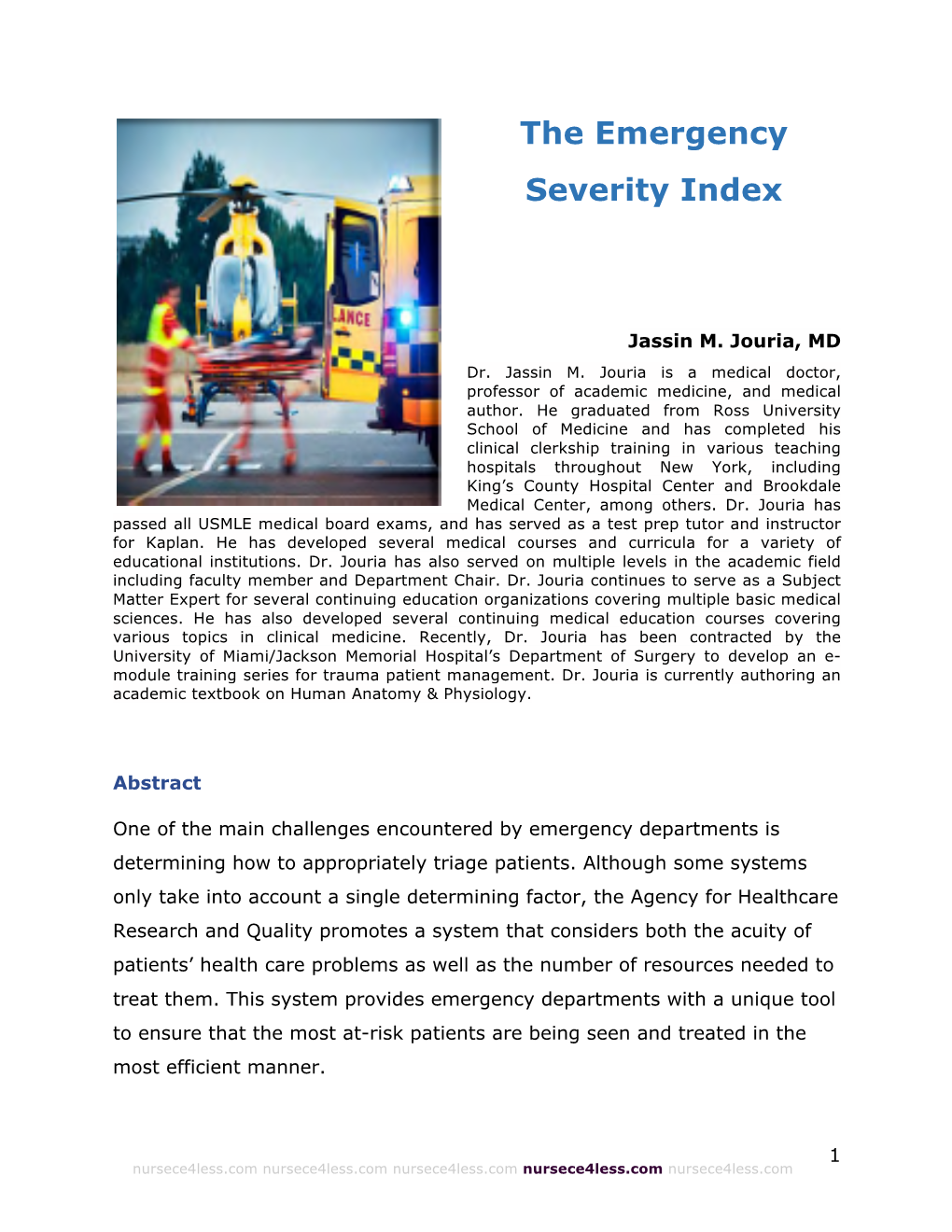 The Emergency Severity Index