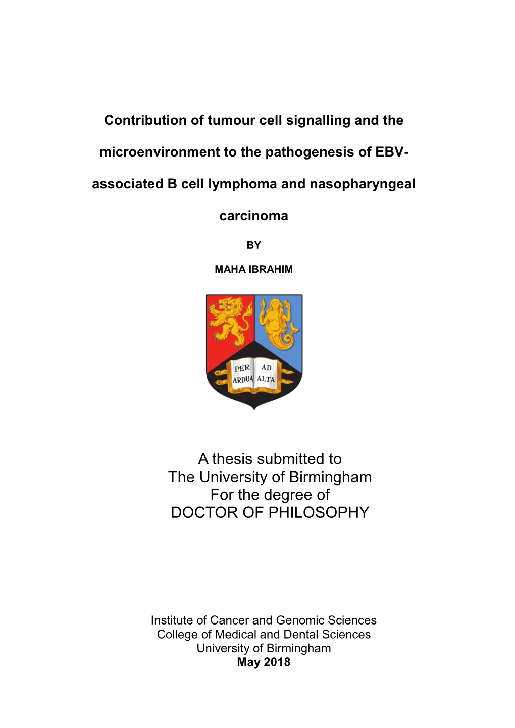 Associated B Cell Lymphoma and Nasopharyngeal Carcinoma