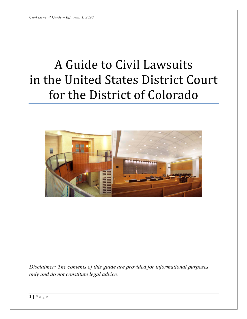 A Guide to Civil Lawsuits in the United States District Court for the District of Colorado