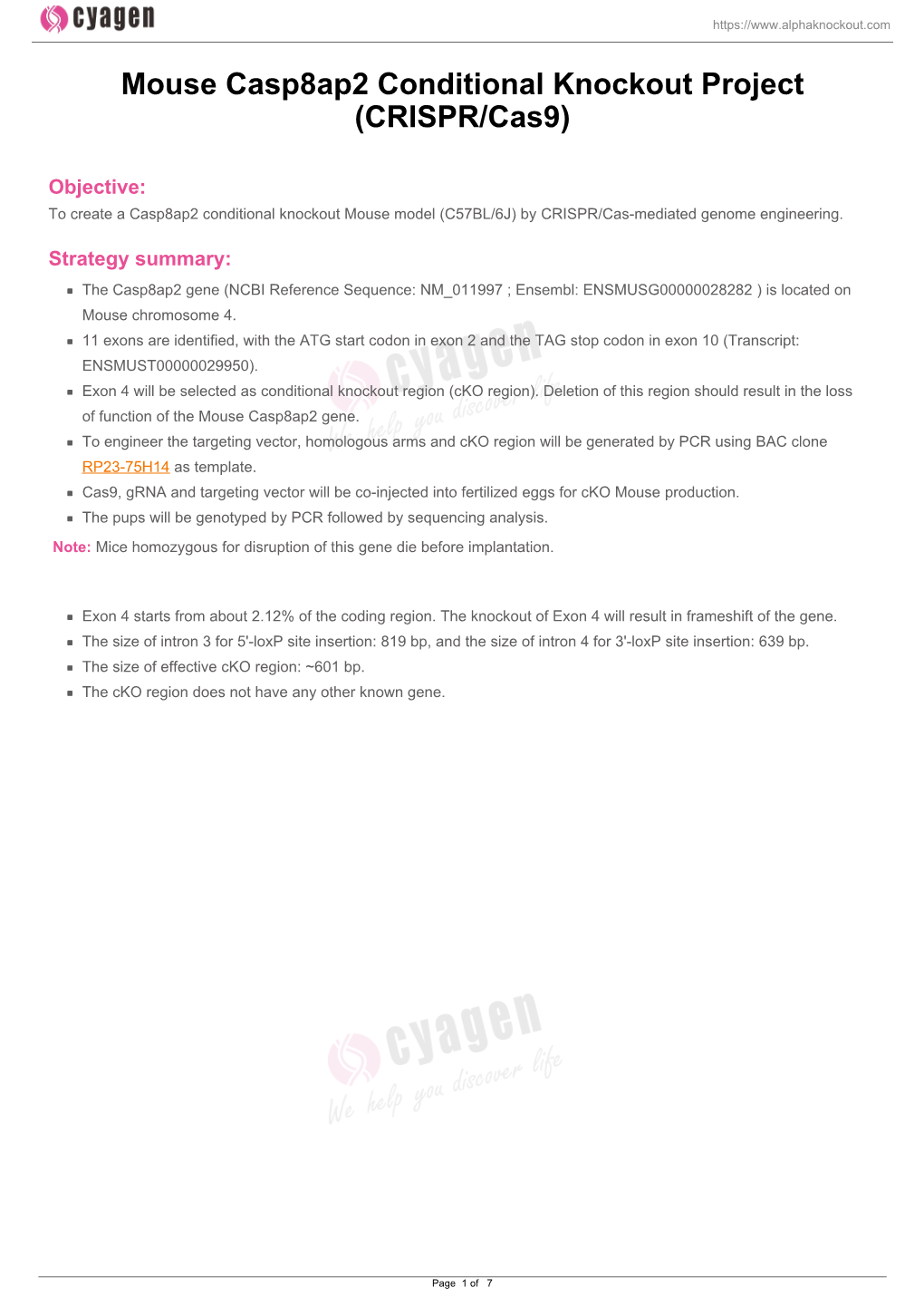 Mouse Casp8ap2 Conditional Knockout Project (CRISPR/Cas9)