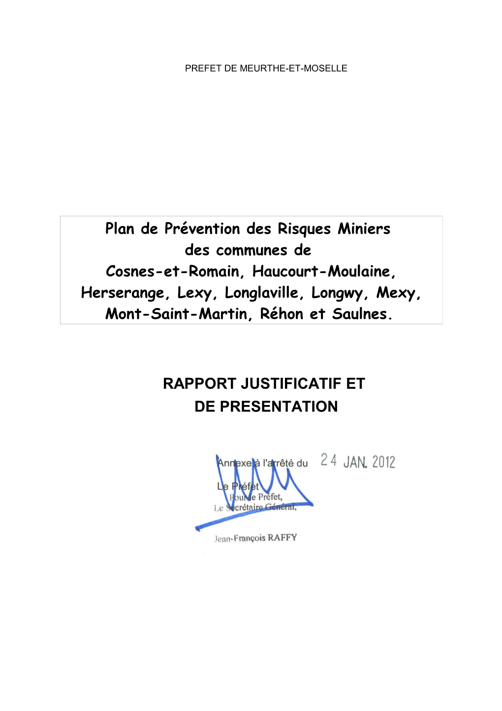 Rapport De Présentation Secteur De LONGWY