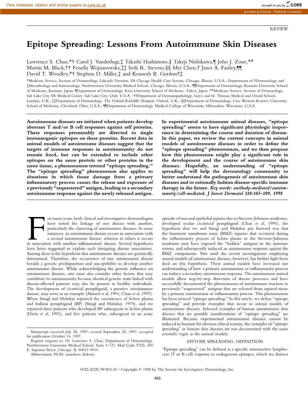 Epitope Spreading: Lessons from Autoimmune Skin Diseases