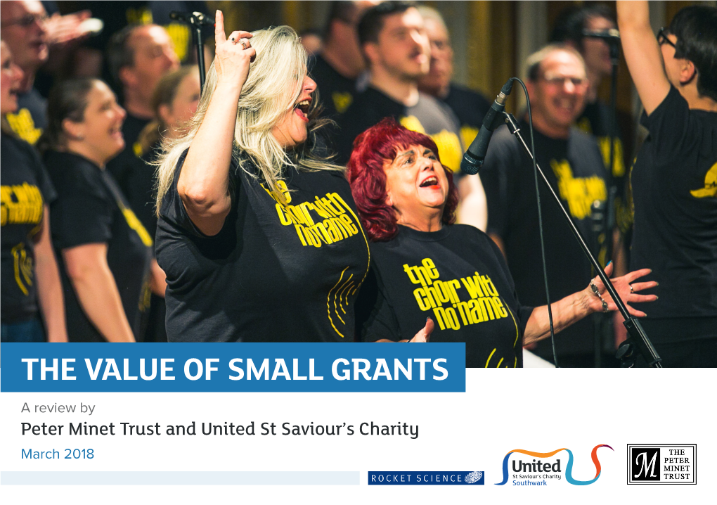 THE VALUE of SMALL GRANTS a Review by Peter Minet Trust and United St Saviour’S Charity March 2018 INTRODUCTION