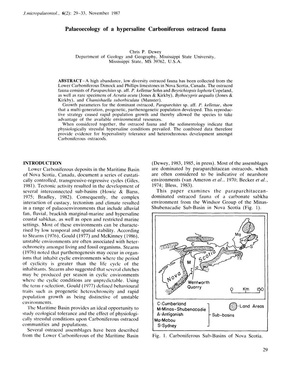 Palaeoecology of a Hypersaline Carboniferous Ostracod Fauna