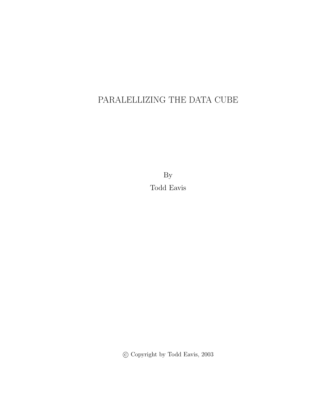 Paralellizing the Data Cube