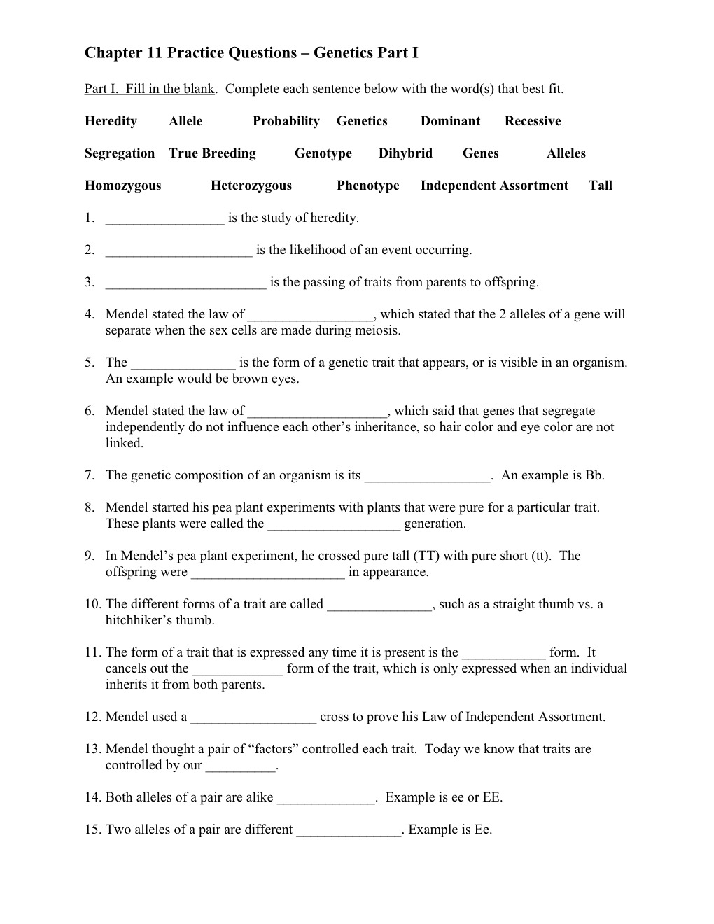 Chapter 6 & 7 Practice Questions