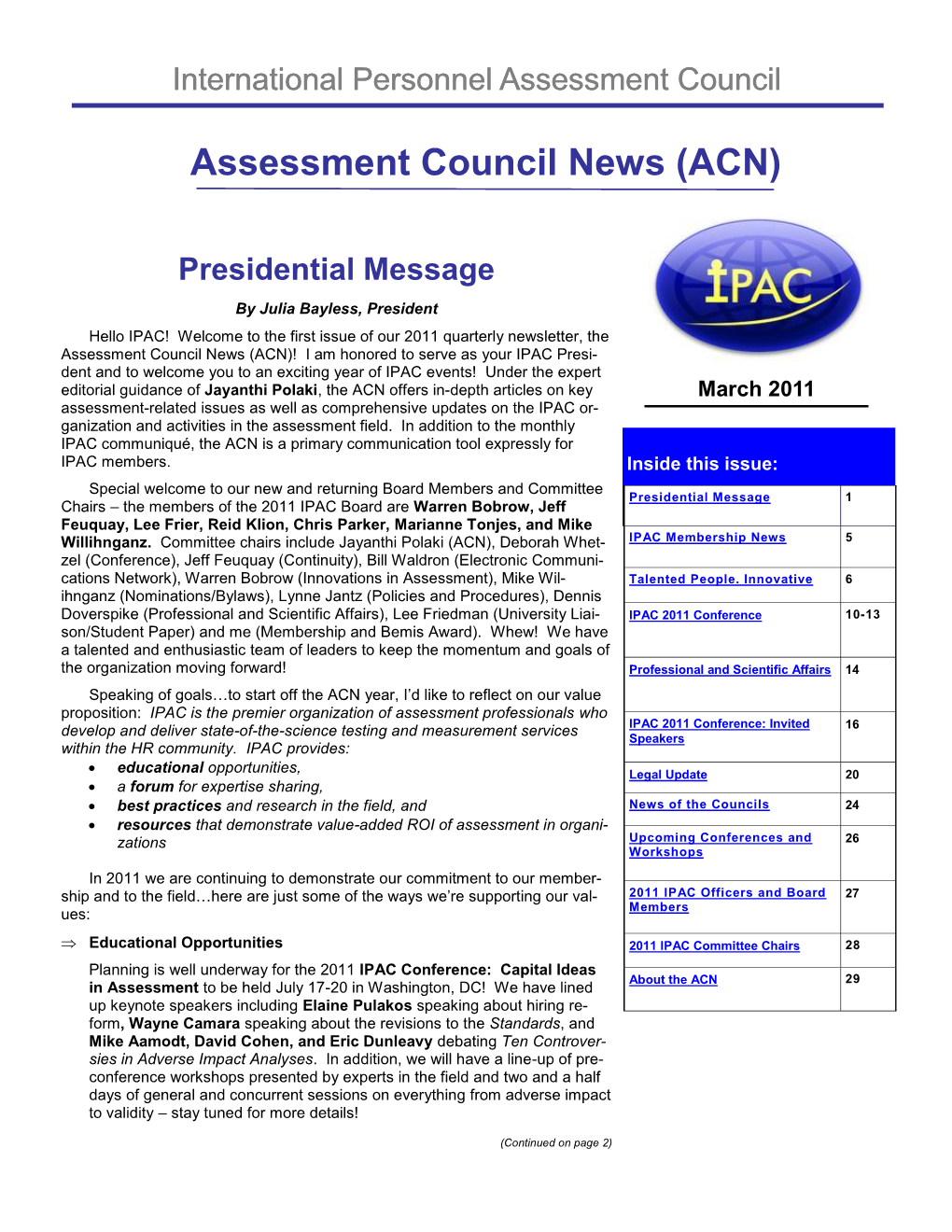 March 2011 Assessment Council News Page 4 March 2011