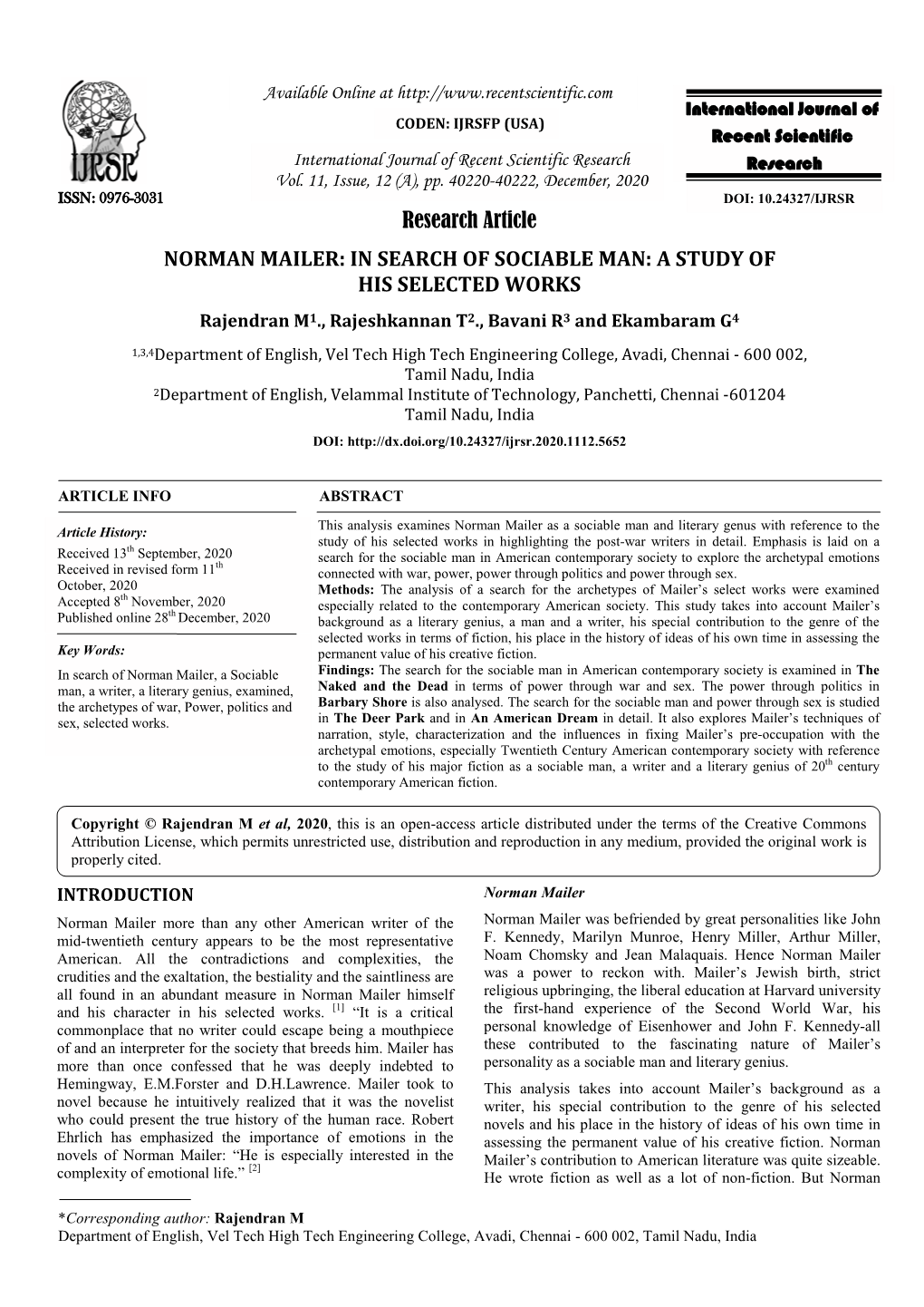 Research Article NORMAN MAILER