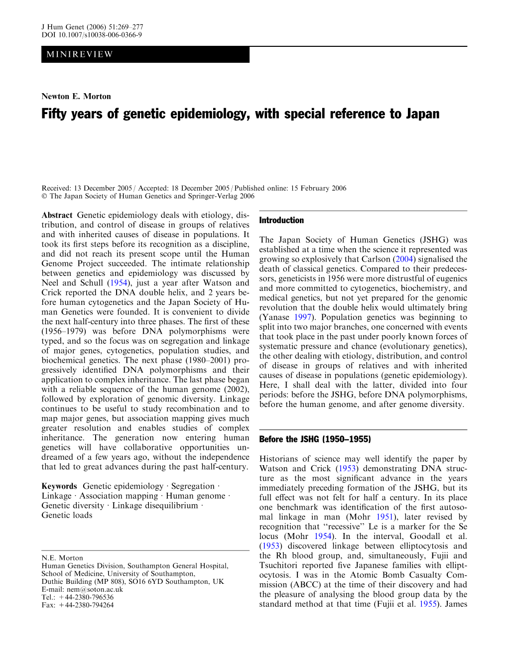 Fifty Years of Genetic Epidemiology, with Special Reference to Japan