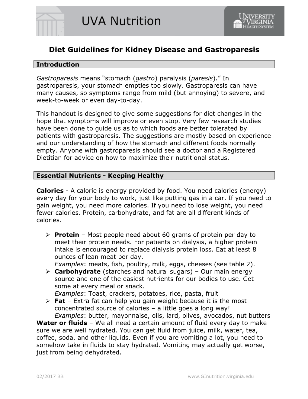 Diet Guidelines for Kidney Disease and Gastroparesis