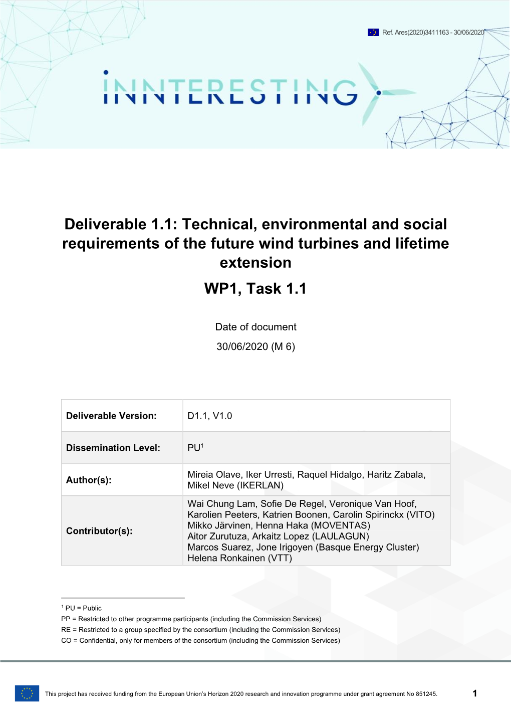 Technical, Environmental and Social Requirements of the Future Wind Turbines and Lifetime Extension WP1, Task 1.1