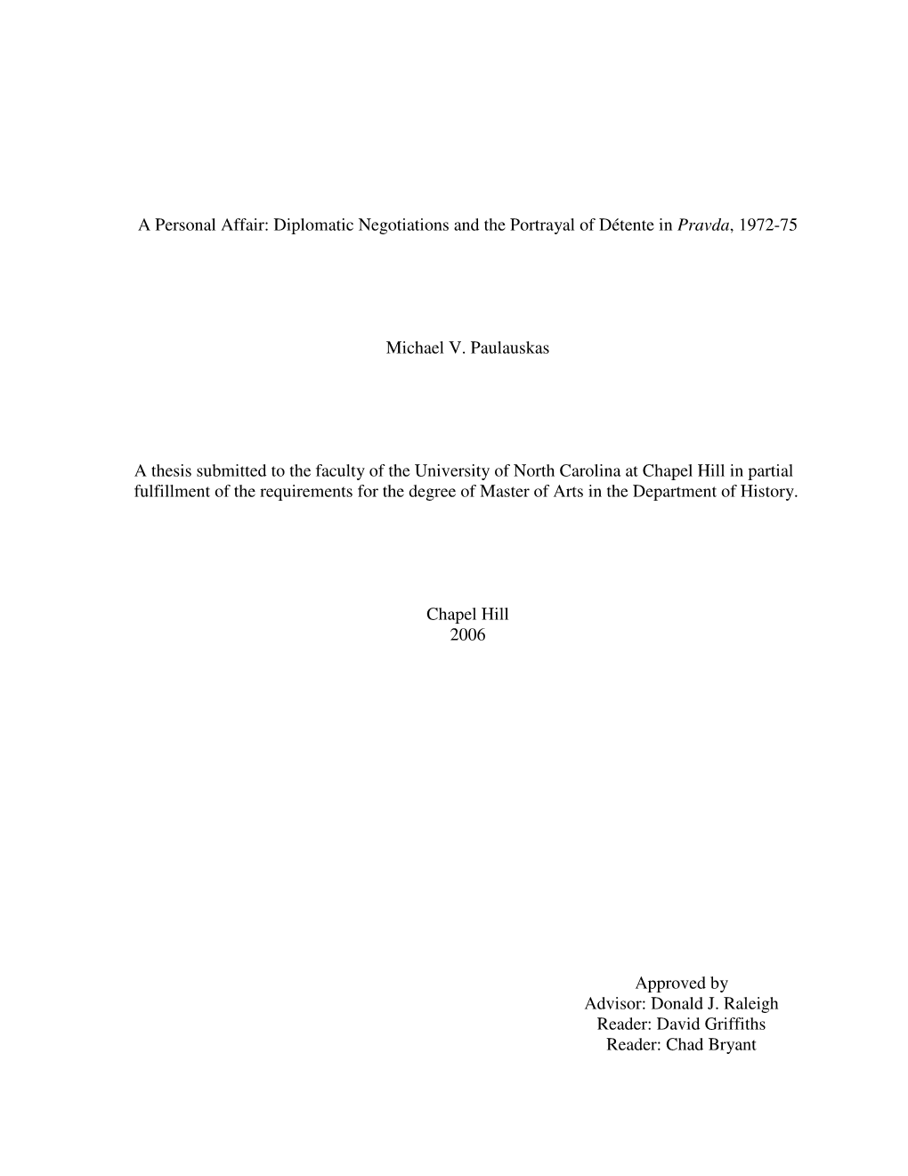 Diplomatic Negotiations and the Portrayal of Détente in Pravda, 1972-75