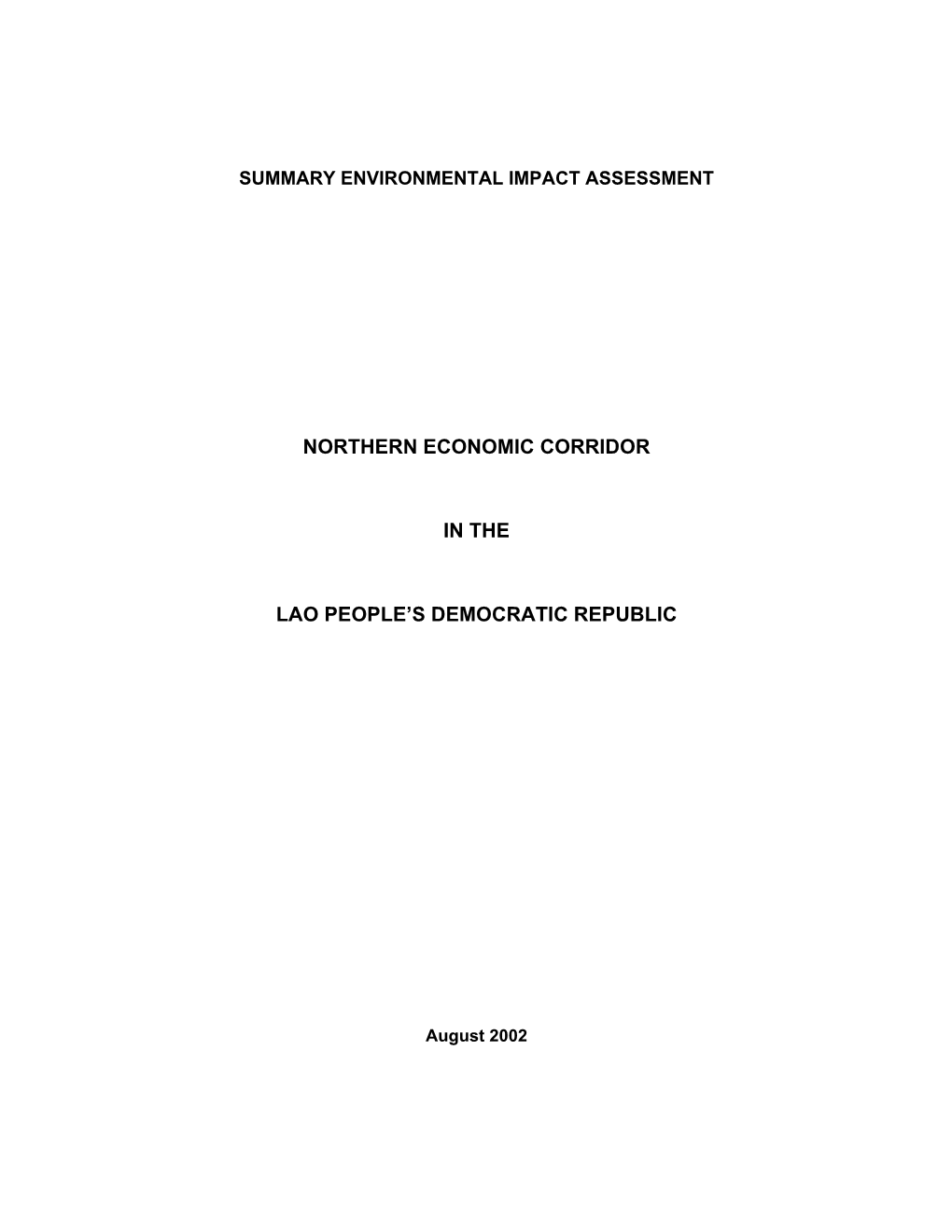 Northern Economic Corridor in the Lao People's