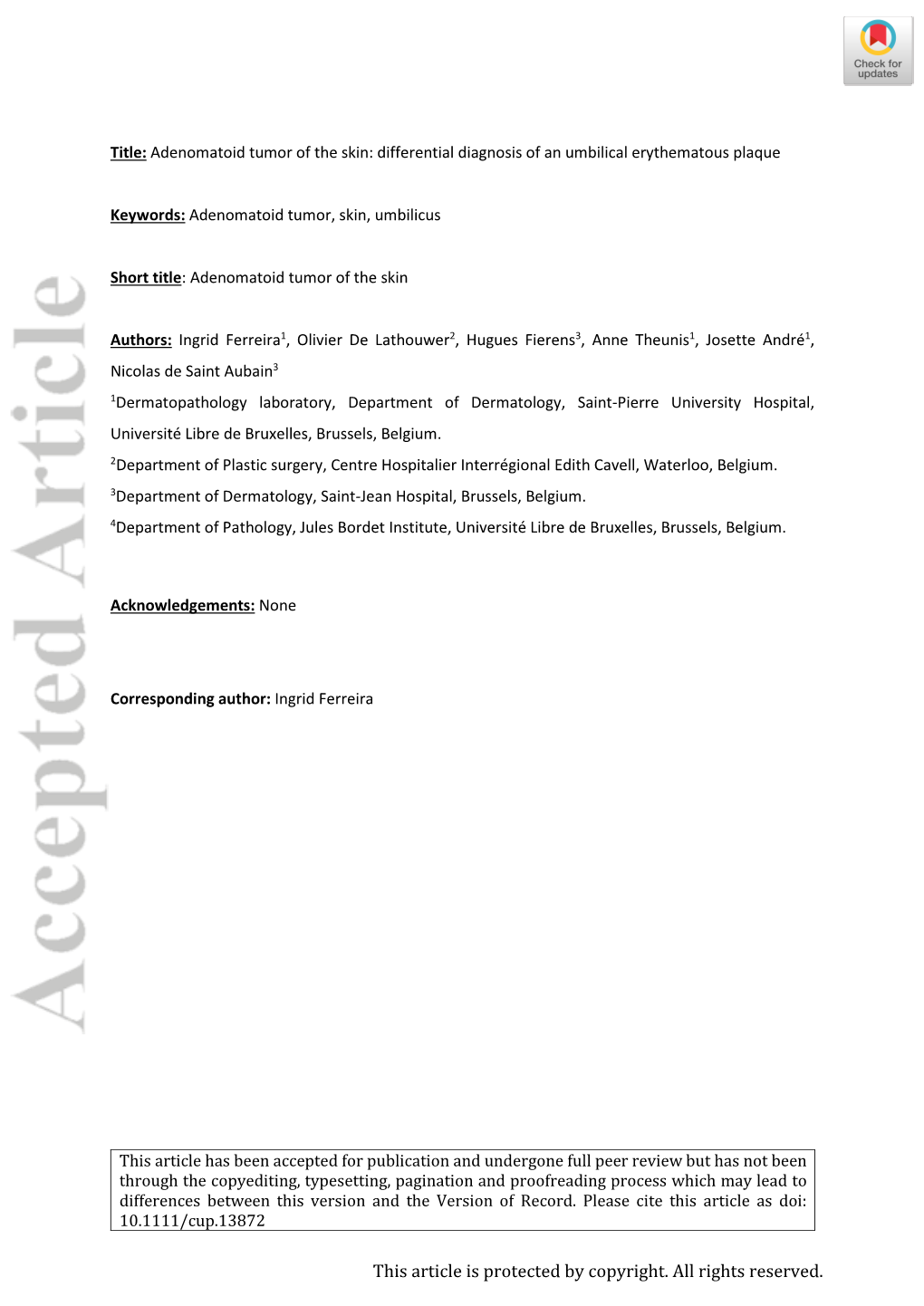 Adenomatoid Tumor of the Skin: Differential Diagnosis of an Umbilical Erythematous Plaque